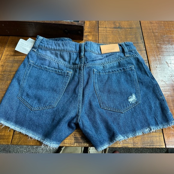 Blue Jean Shorts with Cuffed Hem and Faded Look - Picture 6 of 6